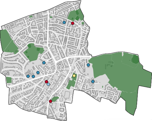 Map showing the ward of Altrincham boundary.