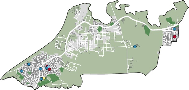 Map showing the ward of Bucklow-St Martins boundary.