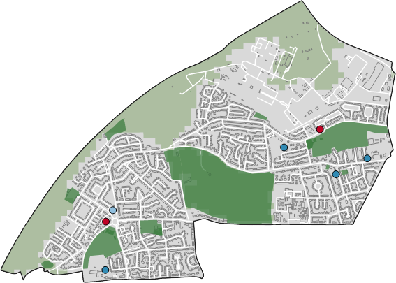 Map showing the ward of Davyhulme boundary.