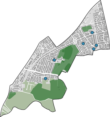 Map showing the ward of Longford boundary.