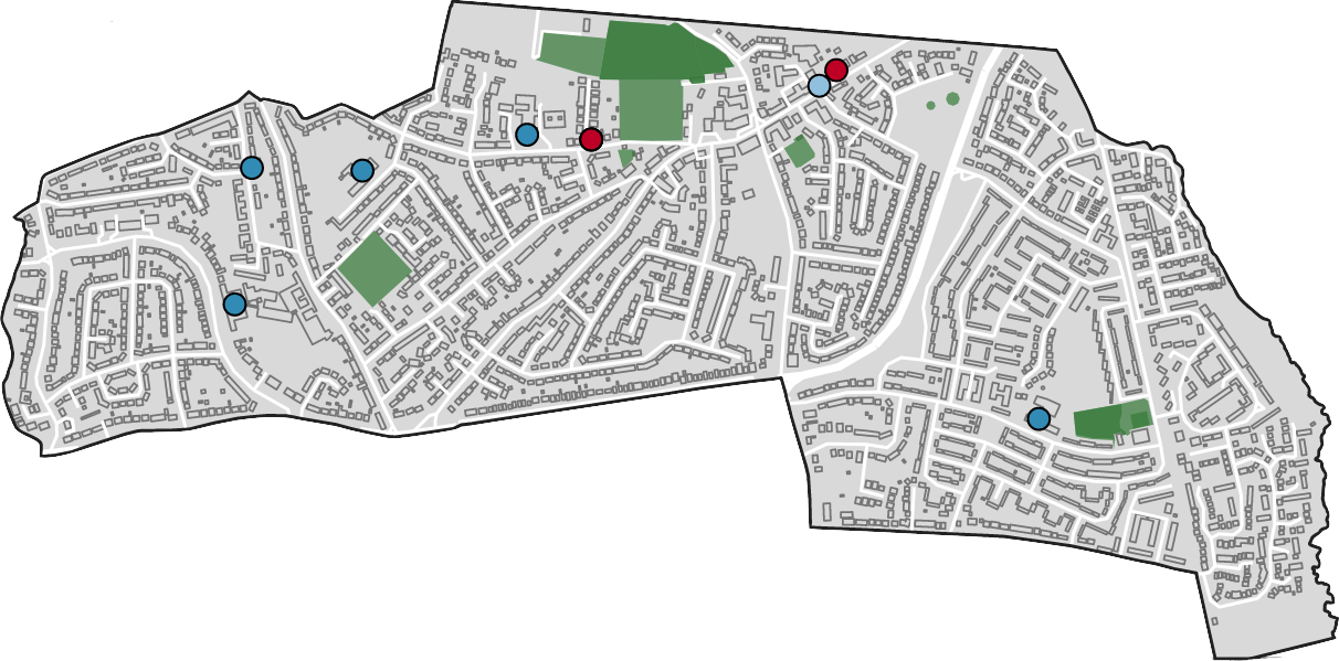 Map showing the ward of Timperley Central boundary.