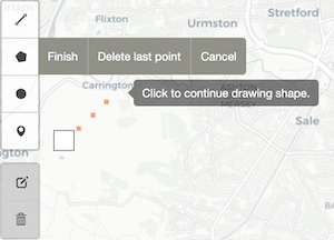 Step 2: Choosing a point on the map to start drawing the polygon